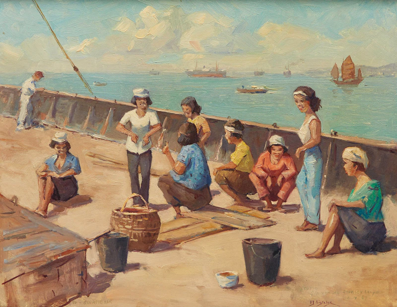 Evert Jan Ligtelijn, Port Swatteham (Swettenham) , oil on board - view 2