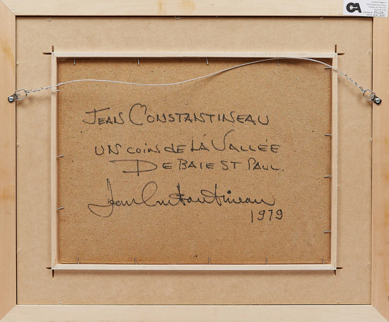 Jean Constantineau, Un coin de la Vallée de Baie St. Paul, oil on board, 1979 - view 3