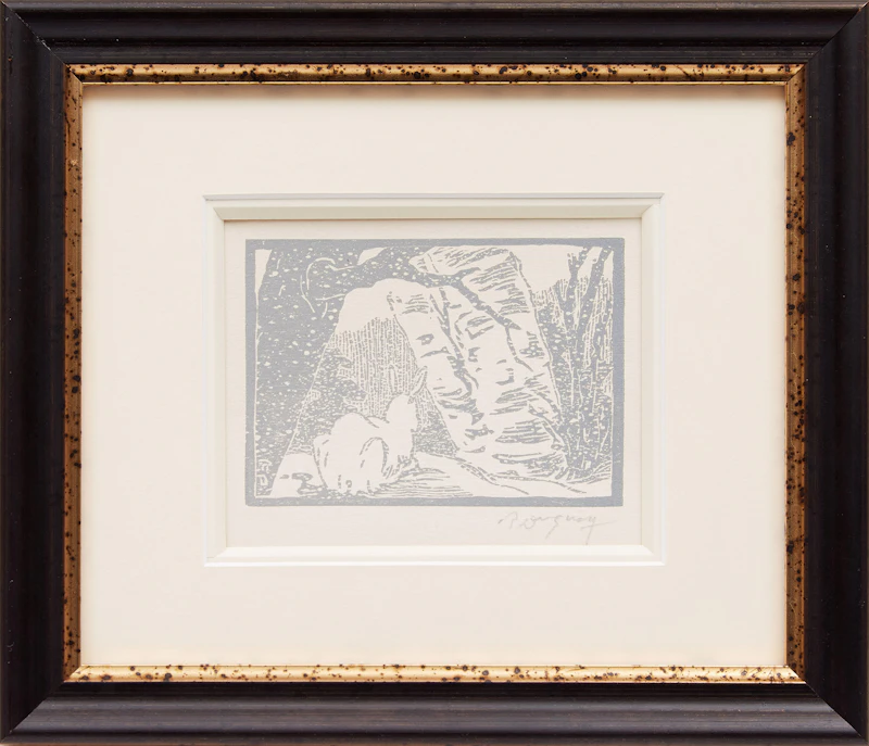 Rodolphe Duguay, Untitled (Rabbit in Snow), woodblock print - view 2