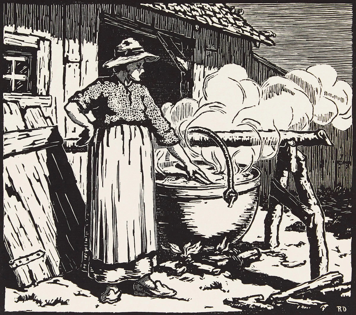 Rodolphe Duguay, La bassin de savon, woodblock