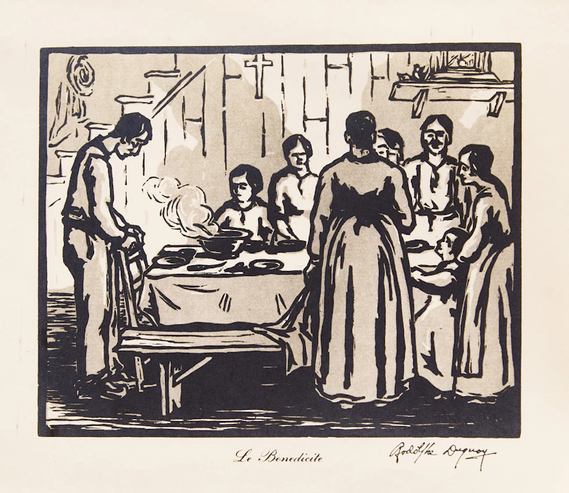 Rodolphe Duguay, En chasse; Le four; Le Benedicite, three woodblock prints - view 2