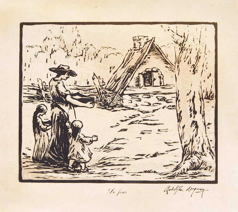 Rodolphe Duguay, En chasse; Le four; Le Benedicite, three woodblock prints - view 3