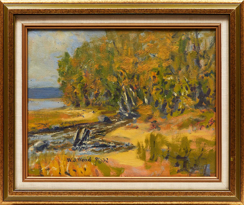 William John Wood, Shoreline Landscape, oil on canvas laid down, 1932 - view 2