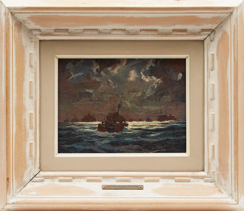 Eric Riordon, Moonlight - Convoy, oil on canvas board - view 2
