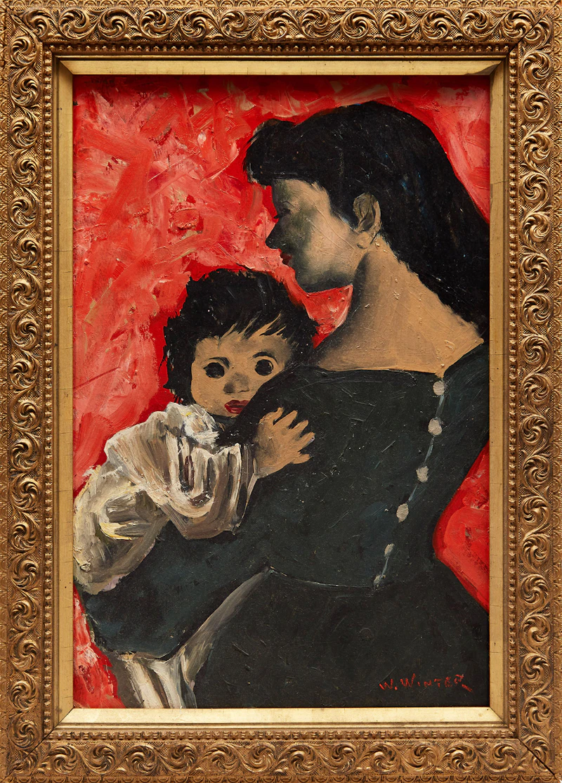 William Arthur Winter, Mother and Child, double-sided oil on board - view 2
