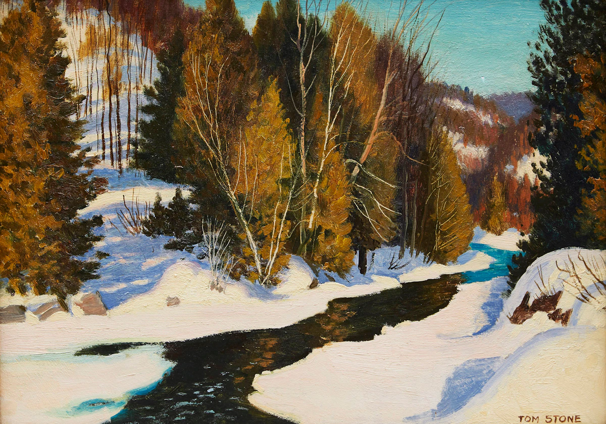 Thomas Albert Stone, Late Afternoon Credit Forks , oil on board
