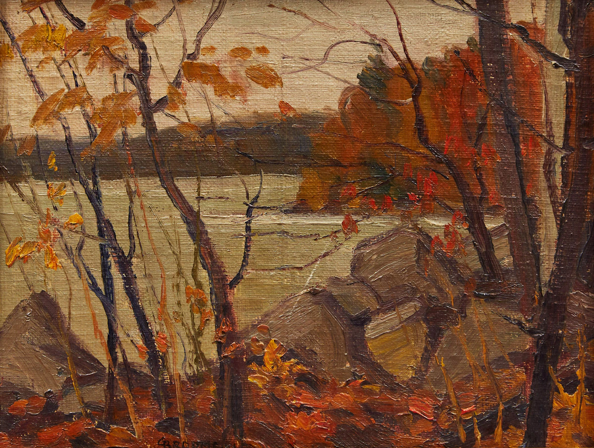 Adolphus George Broomfield, Fall Rain , oil on canvas laid down on board