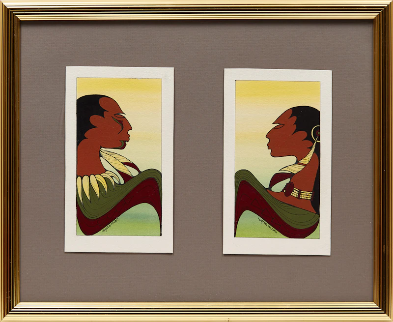 Ioyan  Mani, Two Portraits , mixed media on card - view 2