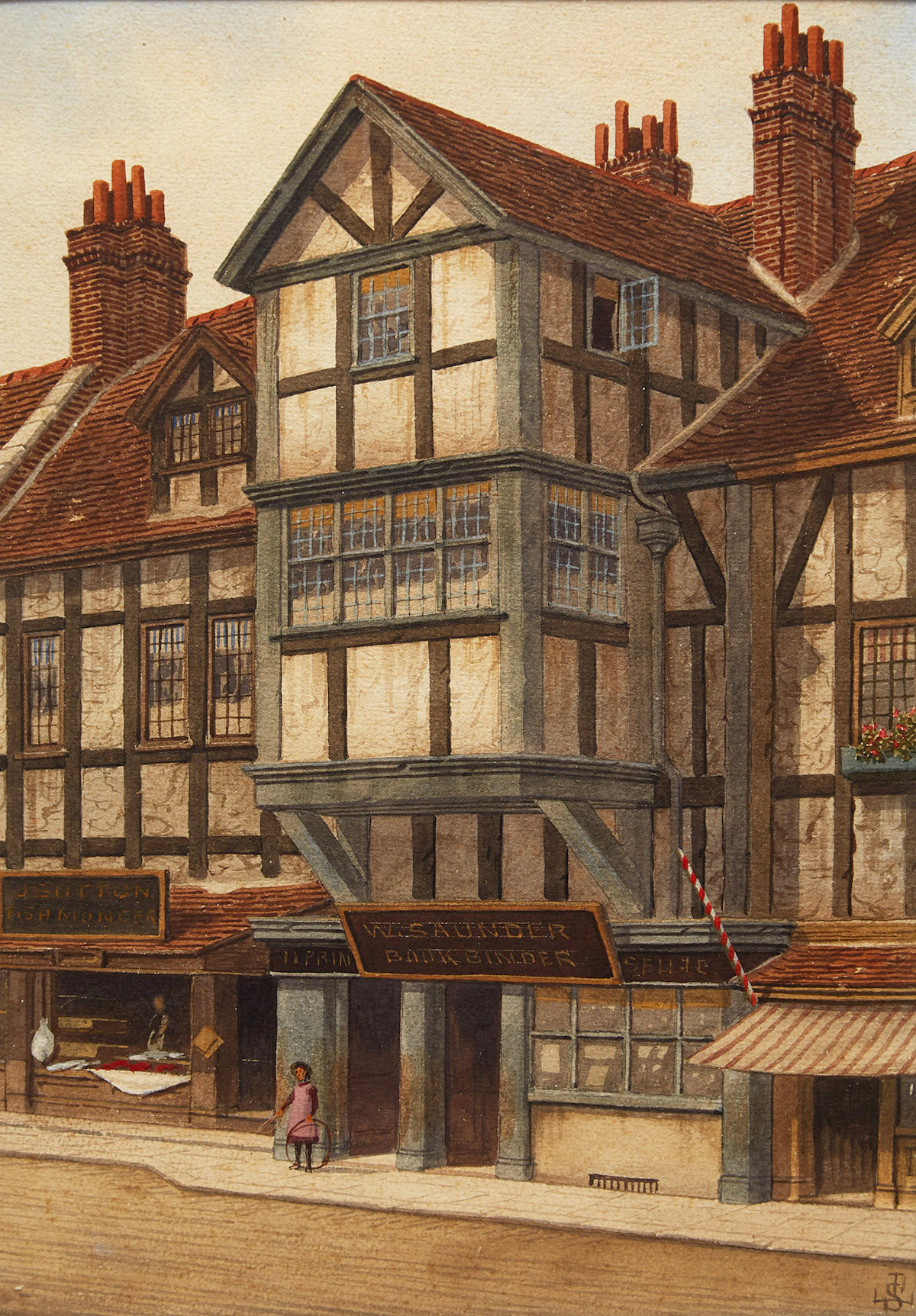 James Lawson Stewart, In the Village, watercolour