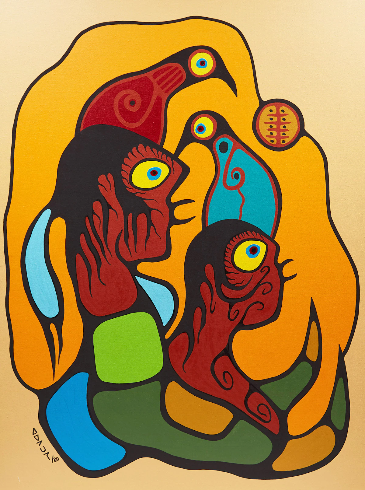Richard Bedwash, Portrait of the Artist with Spirit Son , acrylic on canvas, 1980
