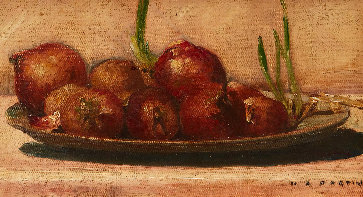 Marc-Aurèle Fortin, Nature morte aux oignons (1909), oil on canvas