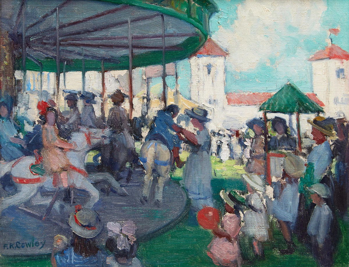 Frederick Kitson Cowley, A Day at the Fair, oil on canvas
