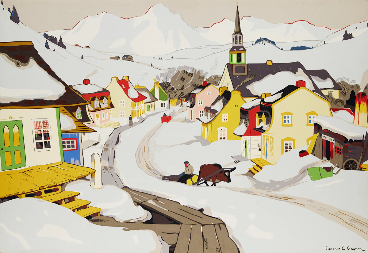 Clarence Alphonse Gagnon, Village in the Laurentians, sampson-matthews silkscreen