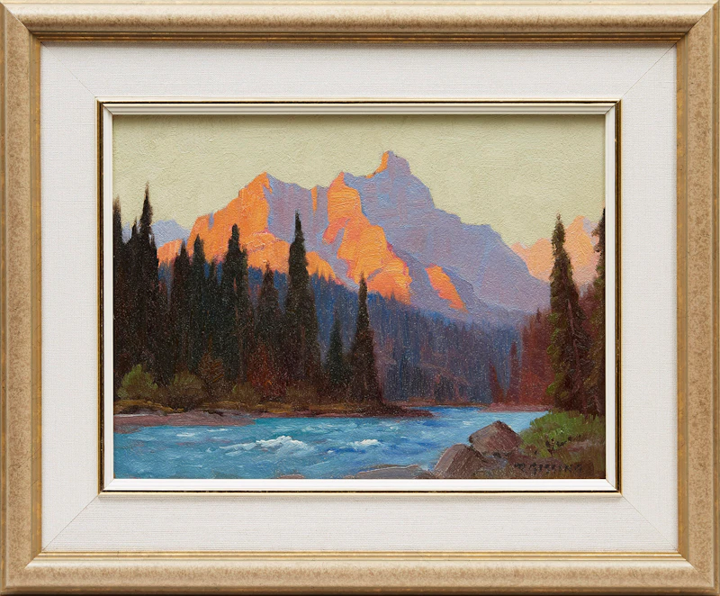 Roland Gissing, Sunset Saddle Mt. , oil on board, circa 1940s - view 2