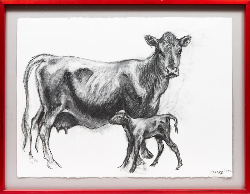 Joe Fafard, Ophelia, charcoal on paper, 2000 - view 2
