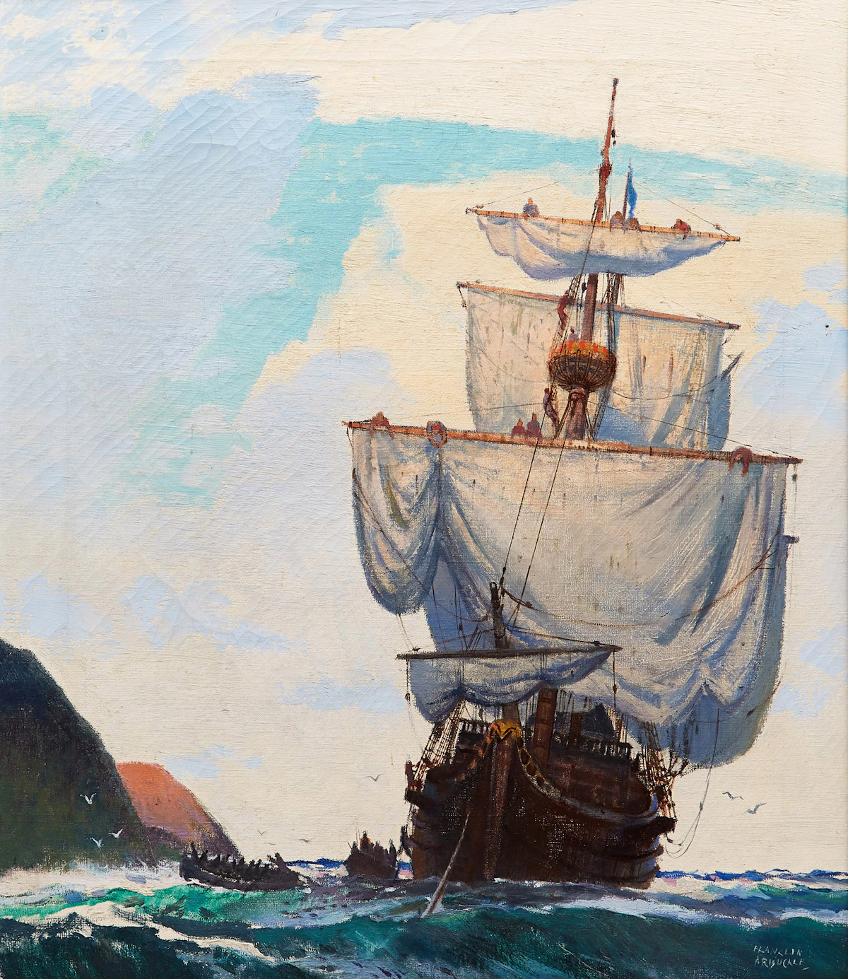 George Franklin Arbuckle, Seascape (Inspired by “The White and the Gold”), oil on canvas, circa 1955