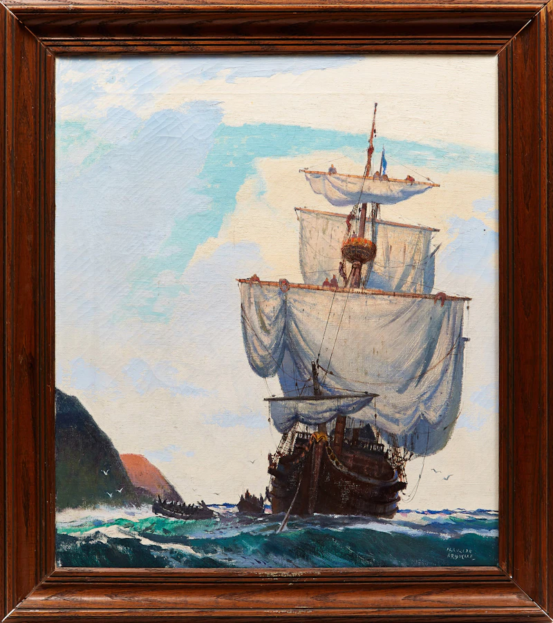 George Franklin Arbuckle, Seascape (Inspired by “The White and the Gold”), oil on canvas, circa 1955 - view 2