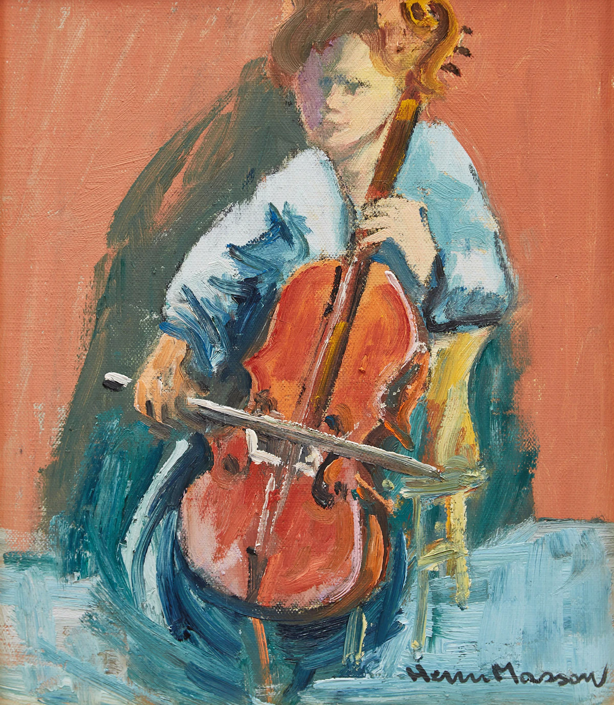 Henri Leopold Masson, Young Musician , oil on canvas