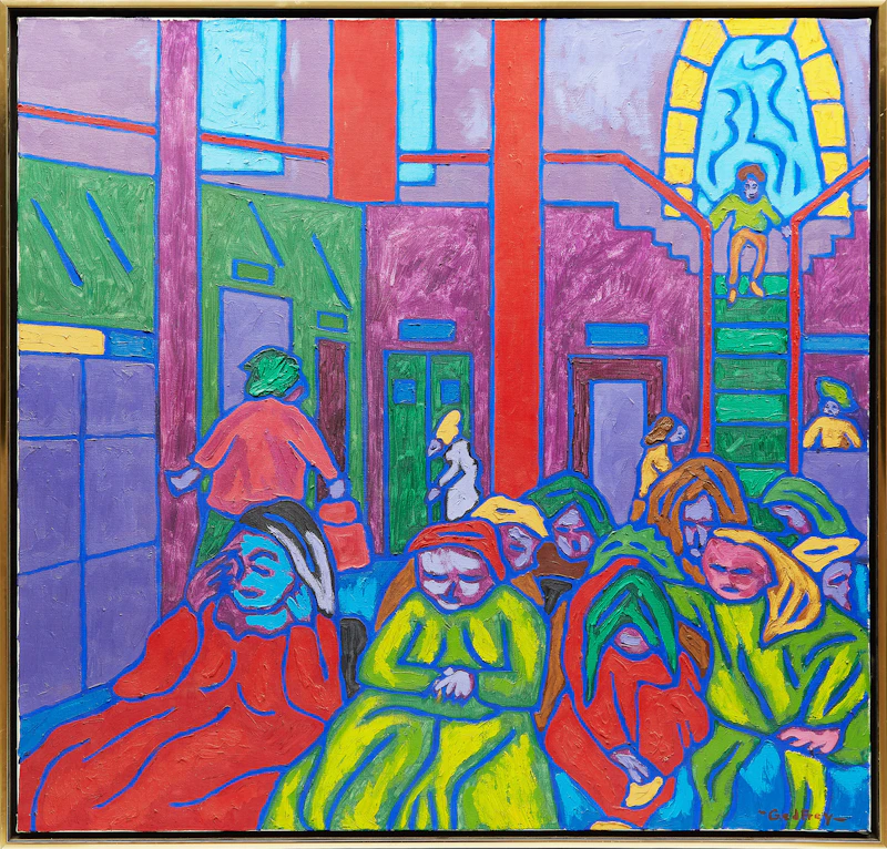 John Godfrey, Bus Station Waiting Room, March 1974, oil on canvas - view 2