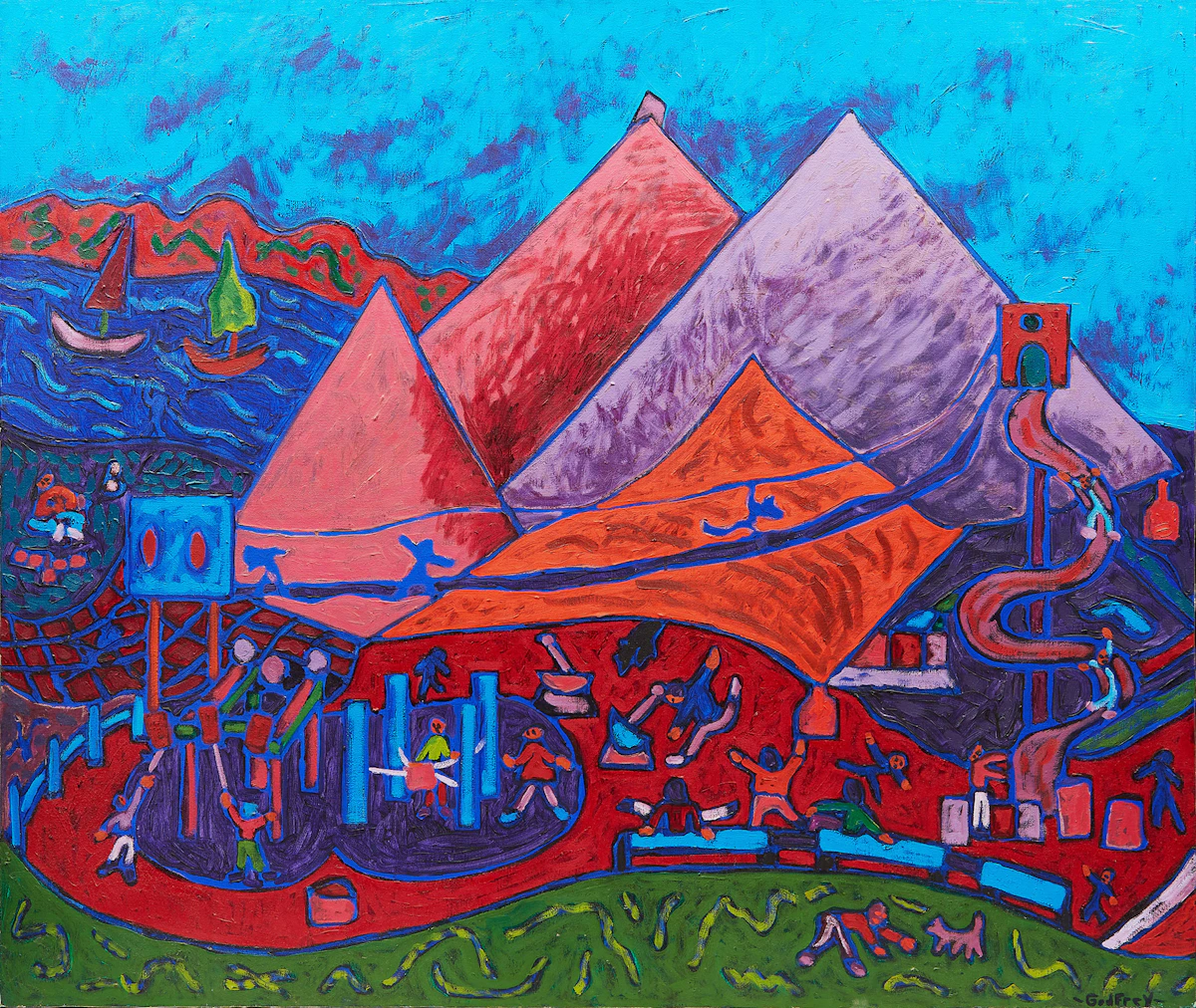 John Godfrey, Seaside Playground, Sept. 1973, oil on canvas
