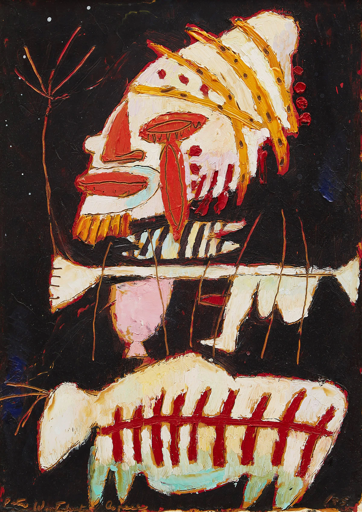 Peter Aspell, Equestrian of the Night, oil on card, 1985