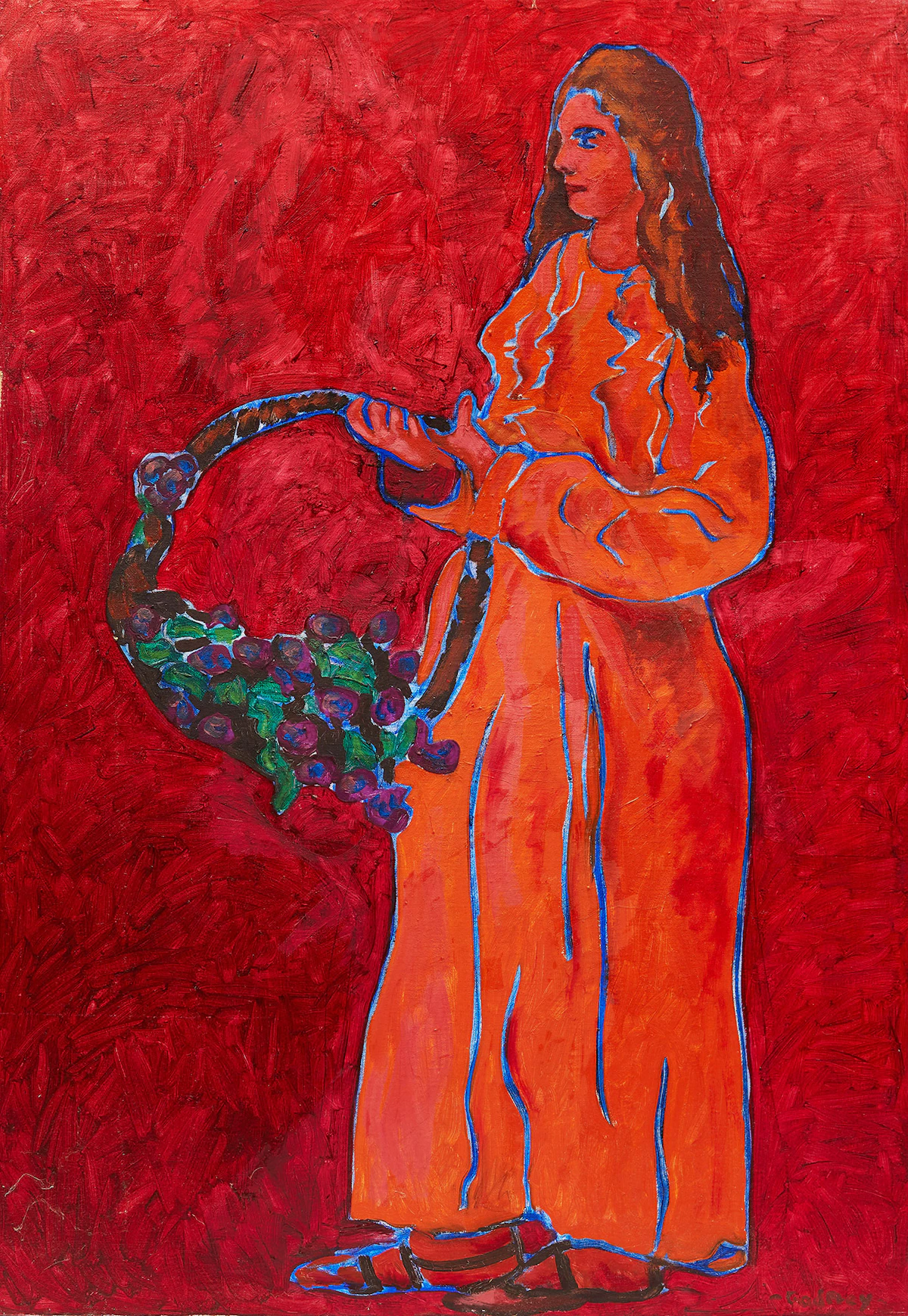 John Godfrey, Portrait of Woman in Orange, oil on canvas, 1973