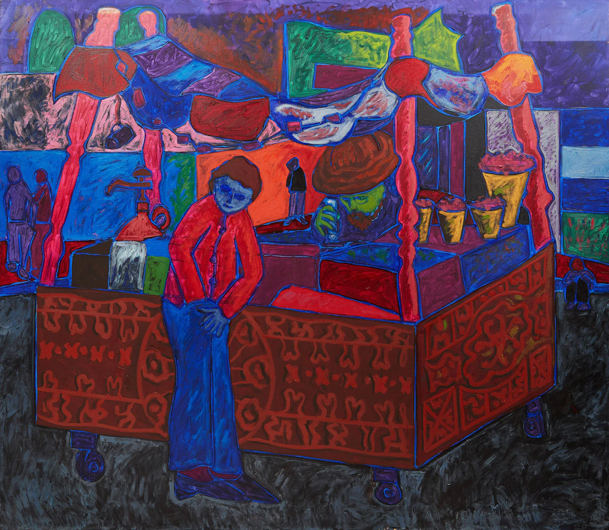 John Godfrey, Food Cart, July 1973 , acrylic on canvas, 1973