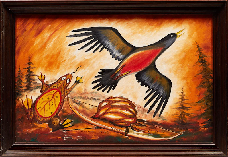 Carl Ray, Bird and Frog, acrylic on canvas board - view 2