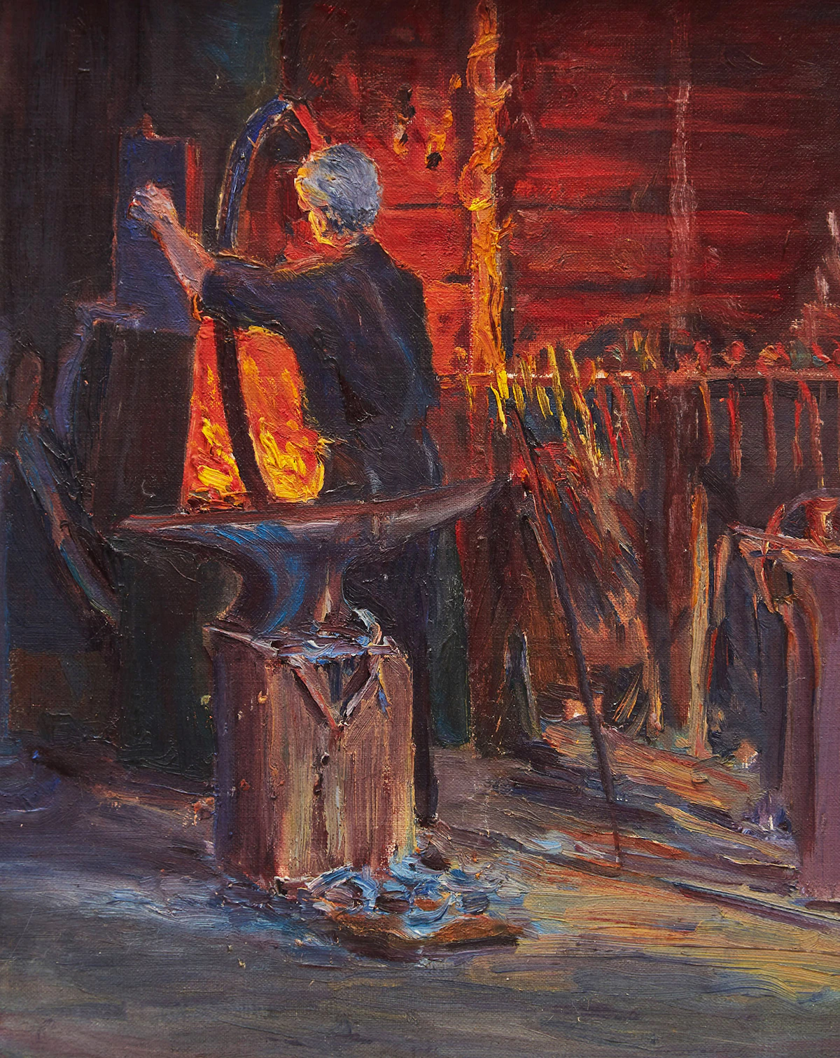 Farquhar McGillivray Strachan Knowles, Blacksmith Shop, oil on canvas