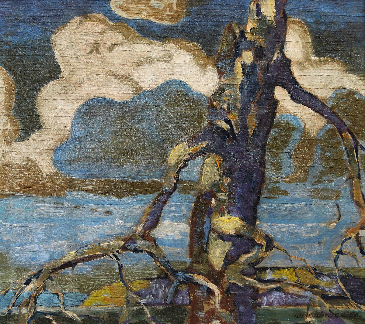 William Arthur Winter, Landscape with Tree, oil on board