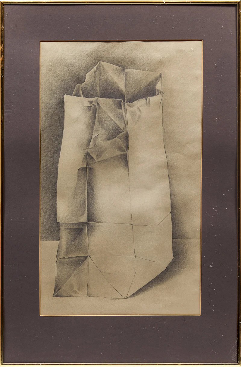 Dennis Eugene Norman Burton, Paper Bag Study, graphite drawing, 1980 - view 2