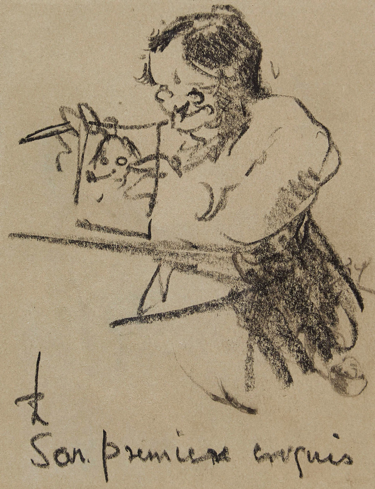 Arthur Lismer, Son premier croquis; Landscape with House, double-sided graphite on paper