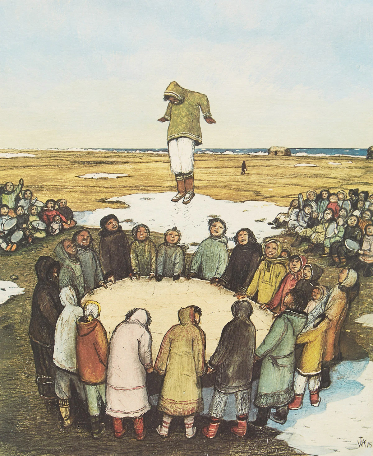 William Kurelek, Sky Tossing, colour photolithograph