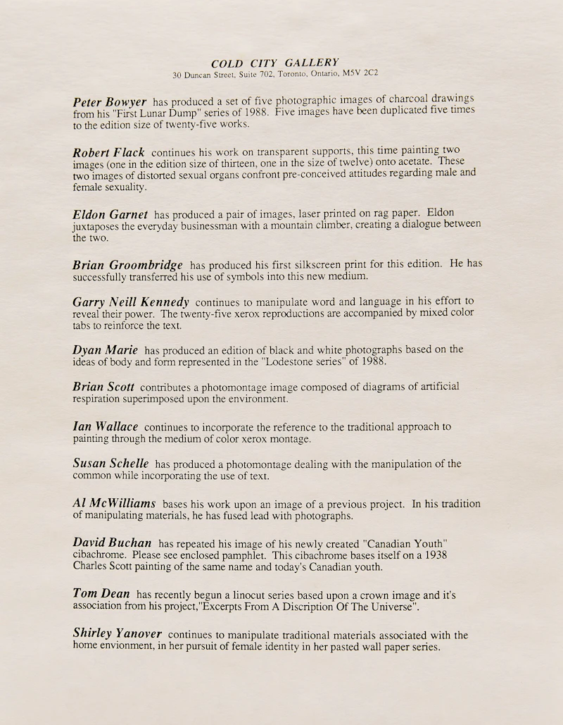 Assorted Artists, Cold City Gallery Portfolio, portfolio of thirteen artworks, 1989 - view 16