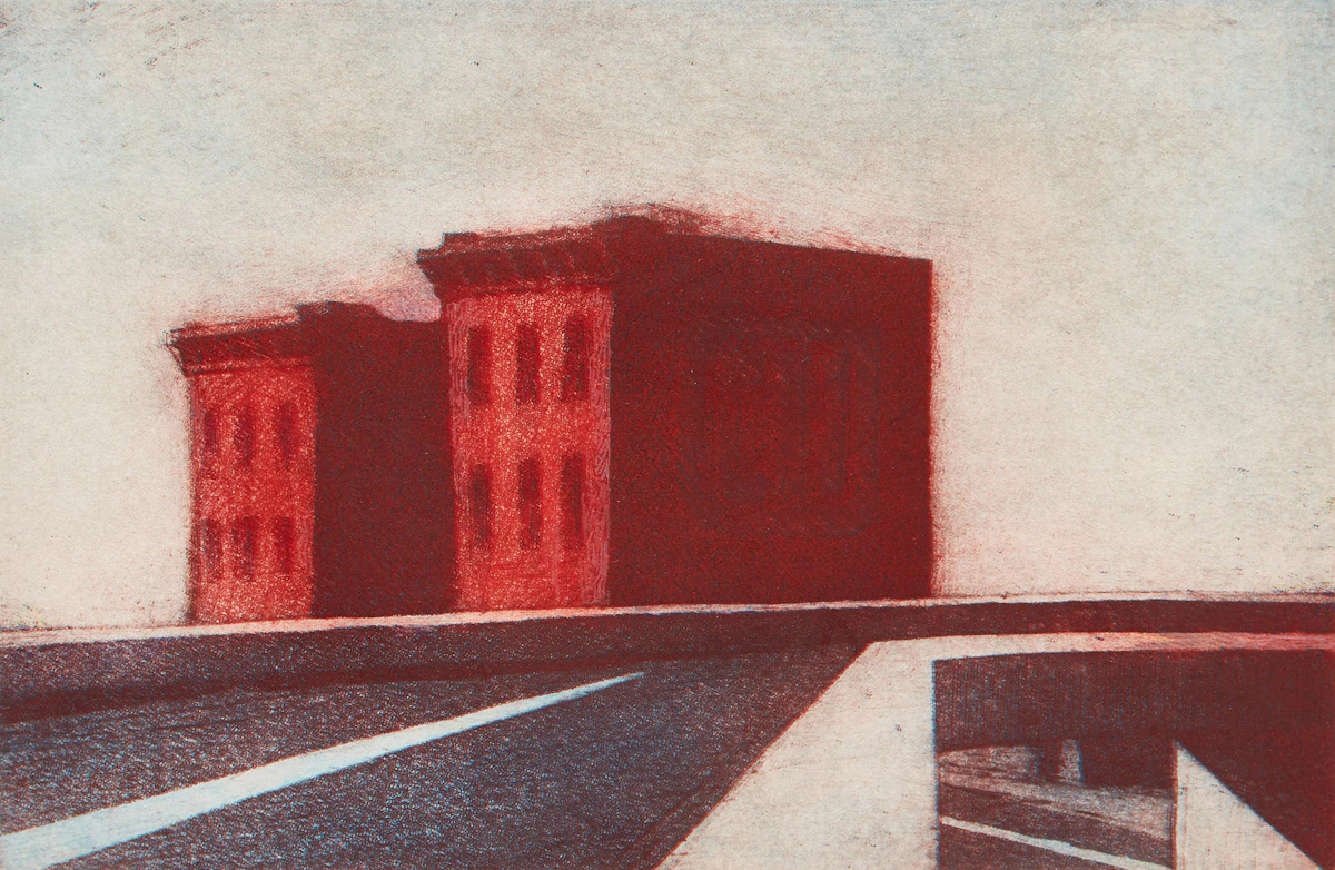 Hugh Seaforth Mackenzie, Exit Ramp (2nd State), coloured aquatint, 1983