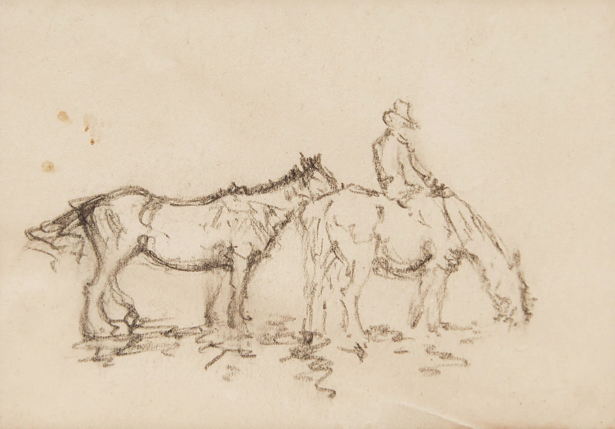 Manly Edward MacDonald, Rider with Second Horse (2), 2 pencil sketches