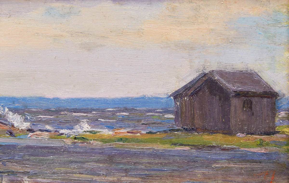 Manly Edward MacDonald, Fishing Shacks, Point Anne, oil on board