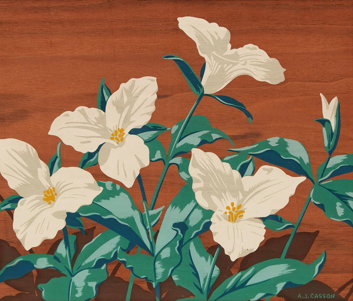 Alfred Joseph Casson, Trilliums, silkscreen on veneer