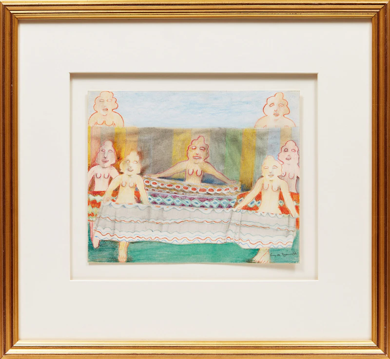 Louis de Niverville, Seven Whimsical Figures, mixed media on paper - view 2