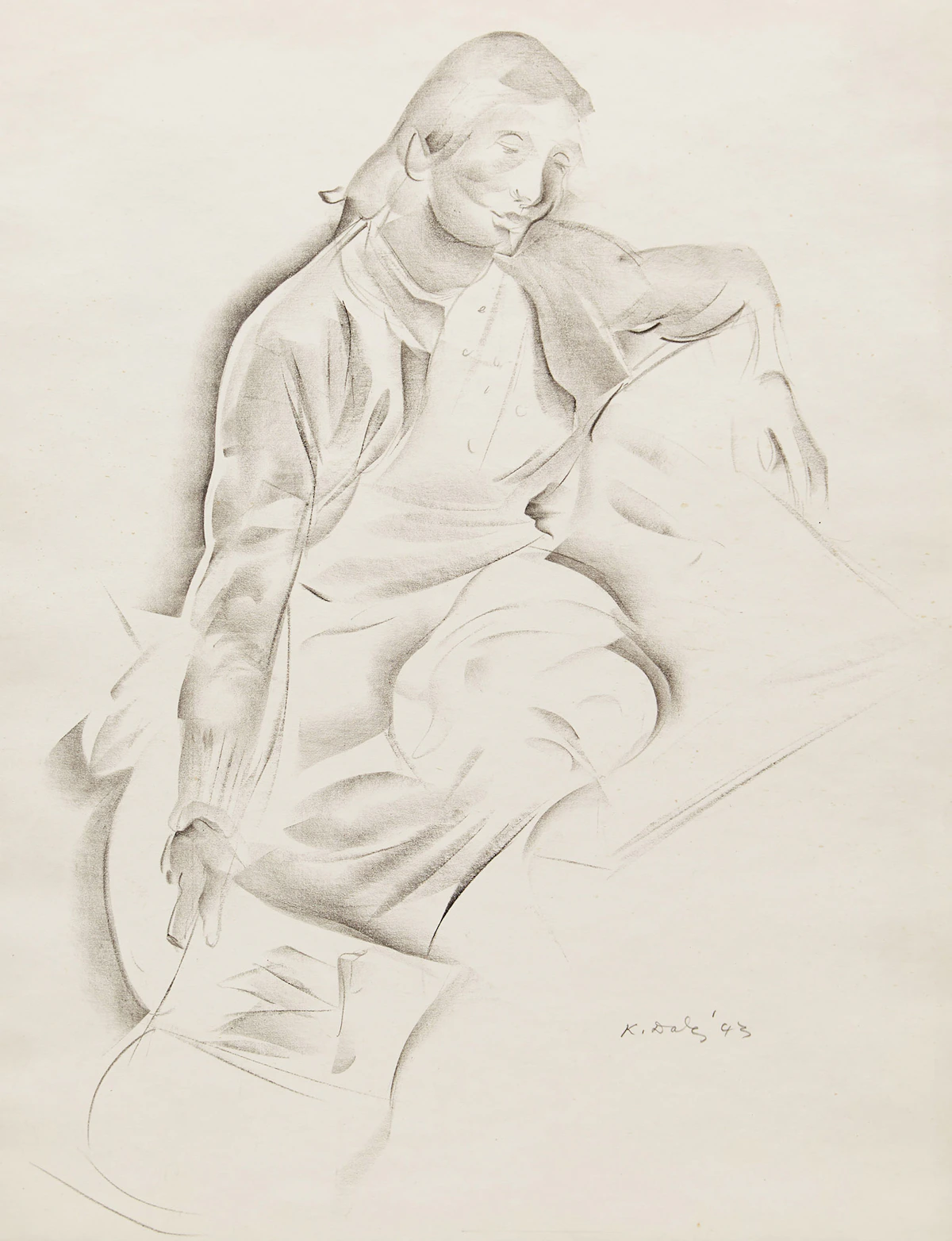 Kathleen Frances Daly Pepper, Seated Figure, graphite, 1943