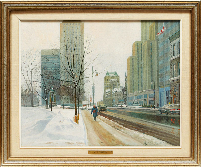 Andris Leimanis, Peel Street at the Old Laurentian Hotel, oil on canvas, 1980 - view 2