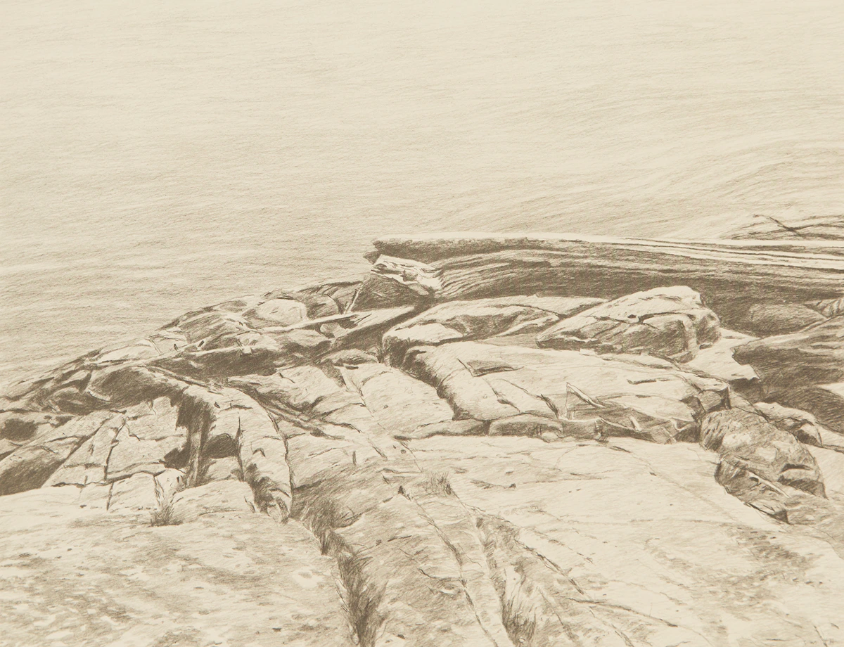 Gordon Appelbe Smith, Rocky Shoreline, lithograph