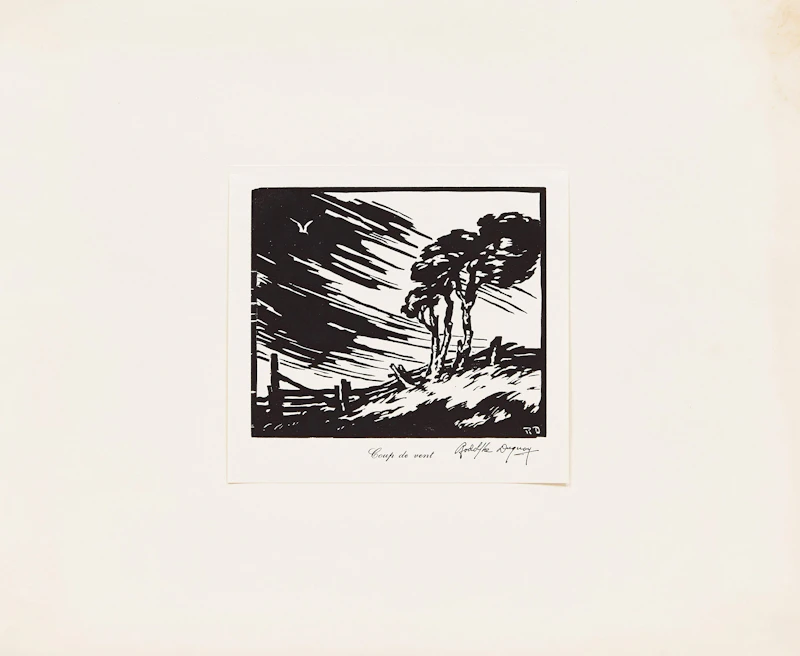 Rodolphe Duguay, Coup de vent; Au crépuscule, pair of woodblock prints - view 2