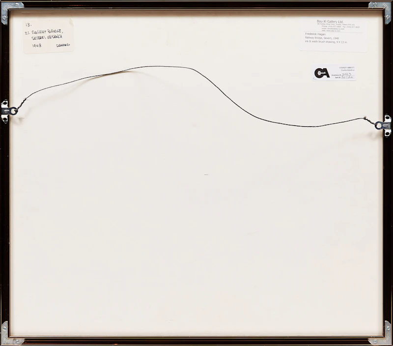 Frederick Hagan, Railway Bridge, Severn, Muskoka, ink and wash brush drawing, 1948 - view 3