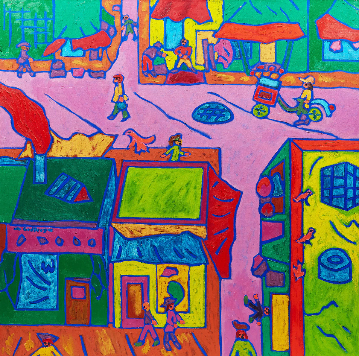 John Godfrey, Kensington Market , acrylic on canvas, 1974