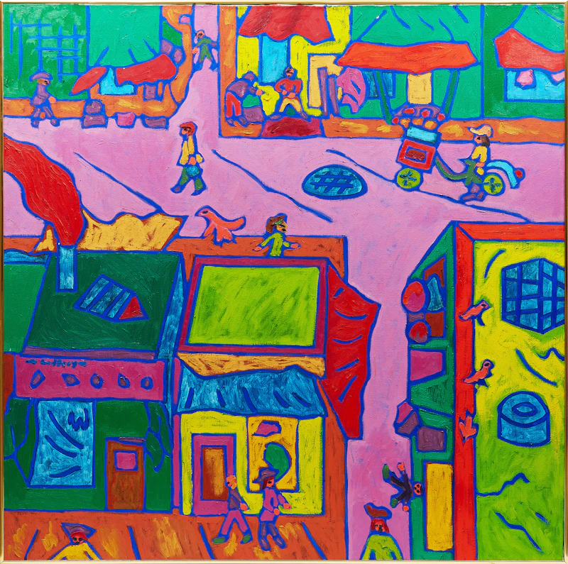 John Godfrey, Kensington Market , acrylic on canvas, 1974 - view 2