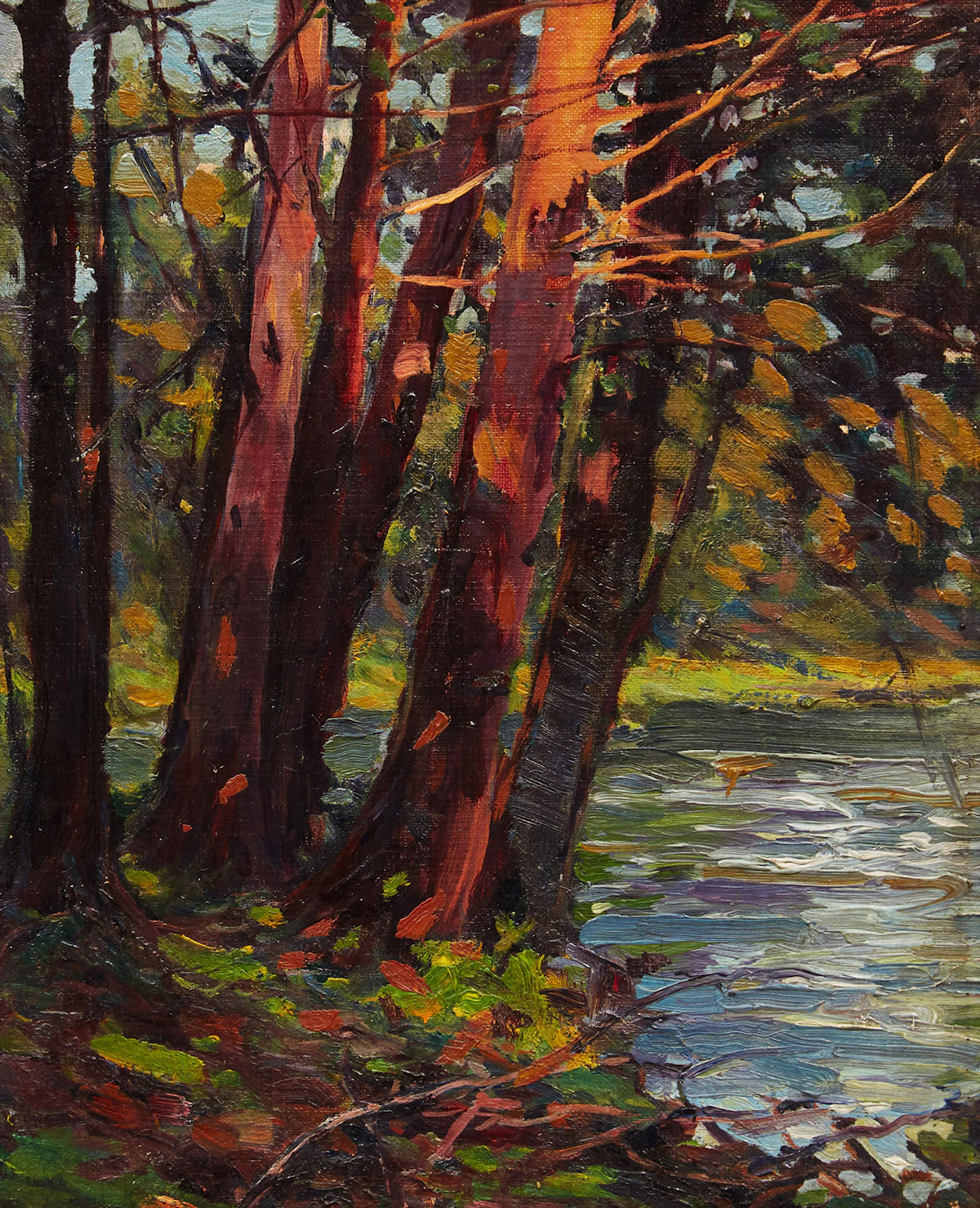 Farquhar McGillivray Strachan Knowles, Riverside Landscape, oil on canvas