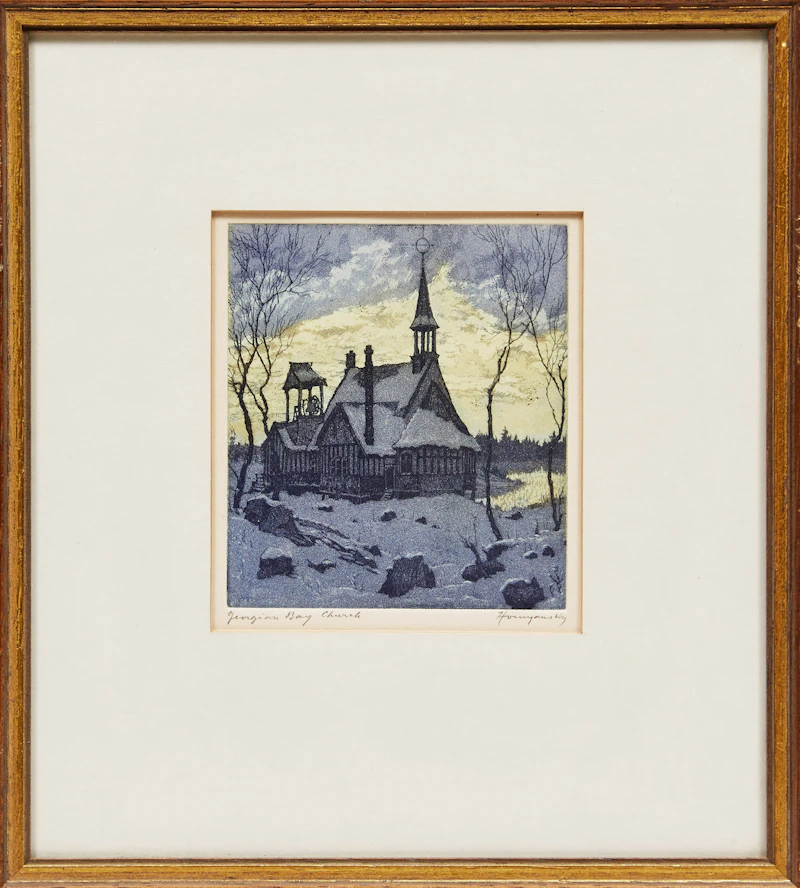 Nicholas Hornyansky, Georgian Bay Church; Rockwood Mill, pair of colour etchings - view 2
