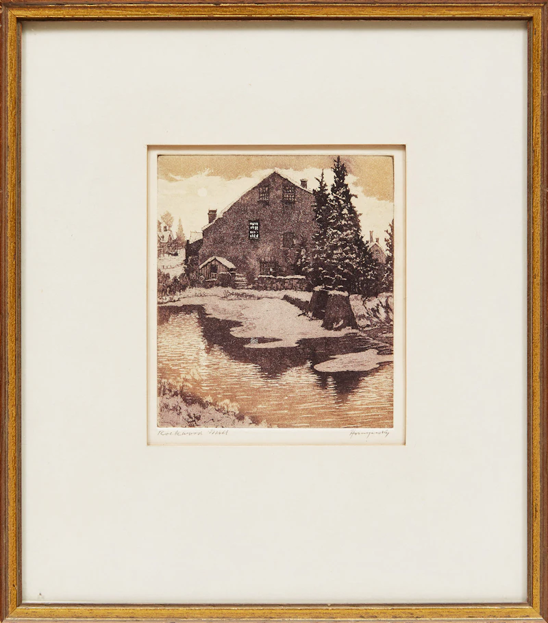 Nicholas Hornyansky, Georgian Bay Church; Rockwood Mill, pair of colour etchings - view 5