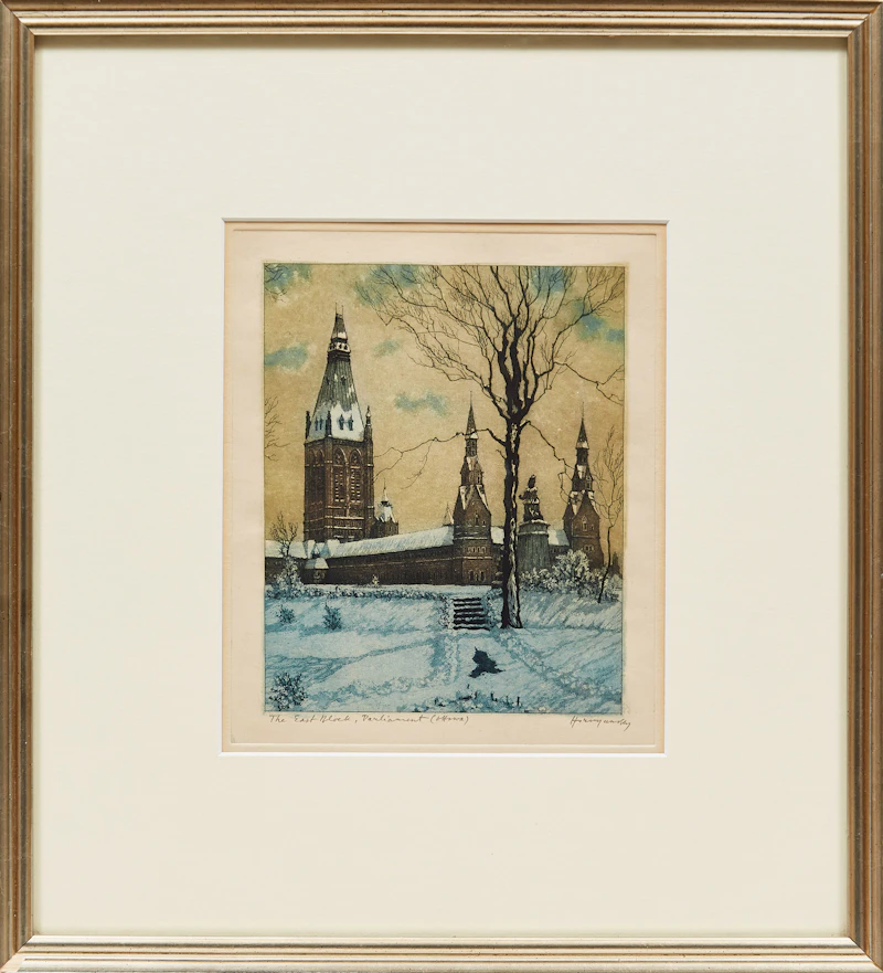 Nicholas Hornyansky, Château de Ramsay, Montreal; The East Block, Parliament (Ottawa), pair of colour etchings - view 5